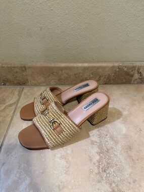 Steve Madden Tan Woven Block Heels